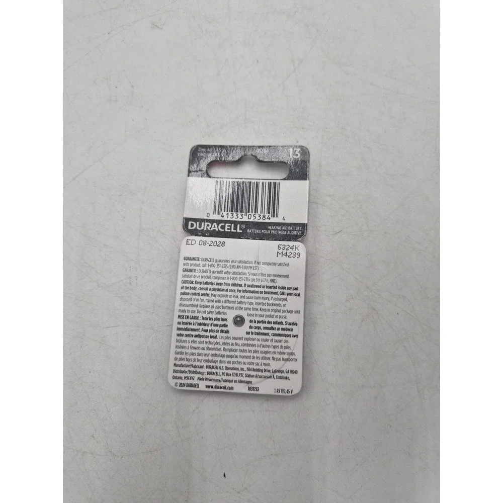 Duracell Hearing Aid Batteries Size 13 Exp 2028 New 8 Pack